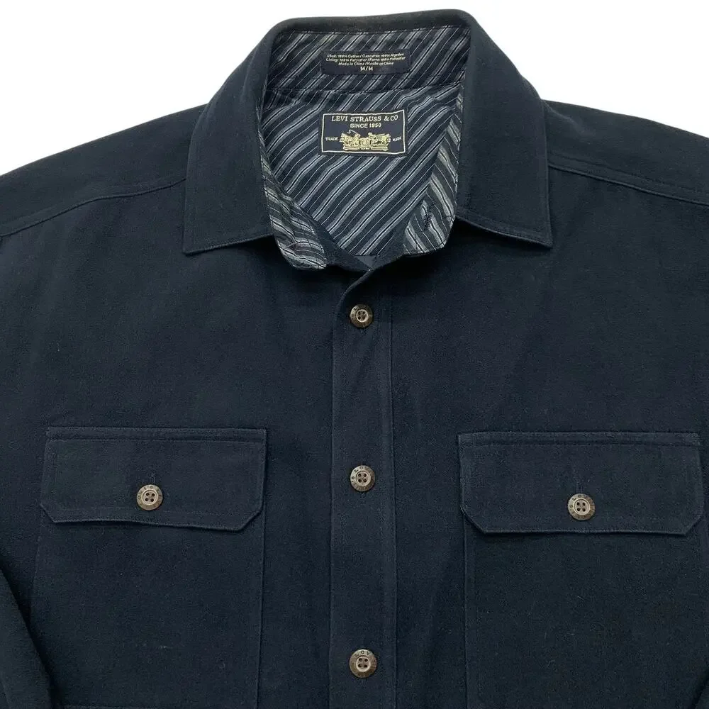 NWOT Levi Strauss Mens Medium Velvety Botton Up Shacket Shirt Jacket Navy Blue